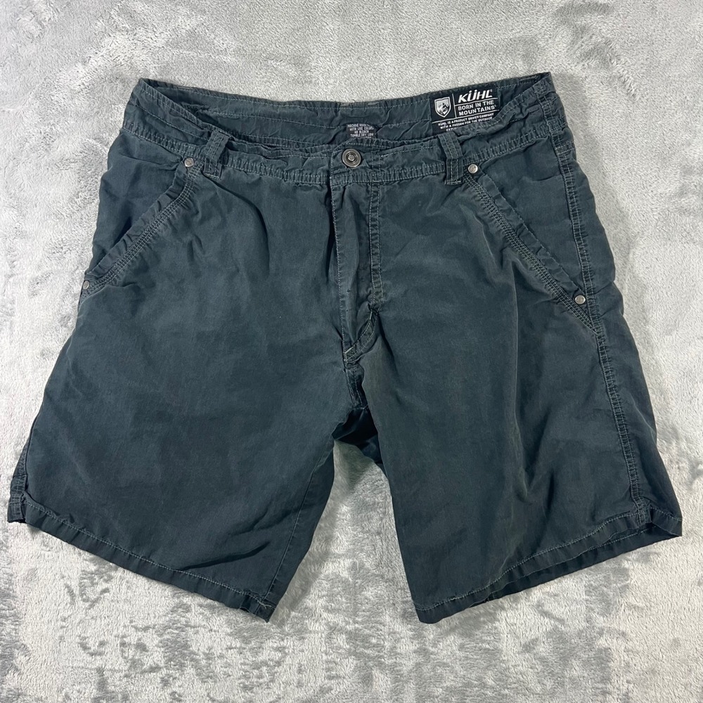 KUHL Shorts Mens 32 Dark Gray Cotton Nylon Rugged Hiking Cargo Utility Outdoors